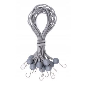   Elastische Spanngummis mit Kugel und Haken, 50er-Set, Grau (300 mm)