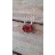  Korallenohrringe, rote Koralle, Blume, Rose, Silber