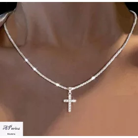  Nasz0088 Halskette aus Silber 925 mit Kreuz