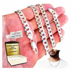    HERREN-925-SILBERKETTE, BREITE RÜSTUNG, 8,4 mm, VOLLSTÄNDIG + GRAVUR