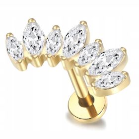  TITAN-GOLD-LABRET-OHRRING HELIX-OHR MIT 7 ZIRKONIA 1,2/8