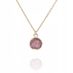    Halskette mit Kristalldruse, rosa Kristall 45+5 cm, vergoldetes Gold