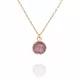  Halskette mit Kristalldruse, rosa Kristall 45+5 cm, vergoldetes Gold