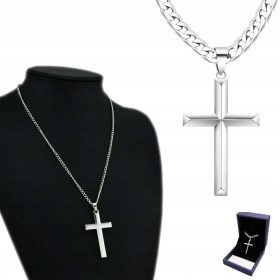    SILBERKETTE + VOLLSTÄNDIGES ITALIENISCHES KREUZ FÜR HERREN, Diamant-Kreuzkette