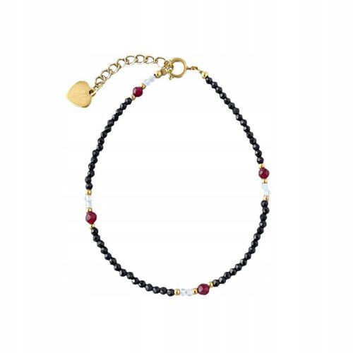  Armband mit Natursteinen, Onyx, Granat, weißem Quarz