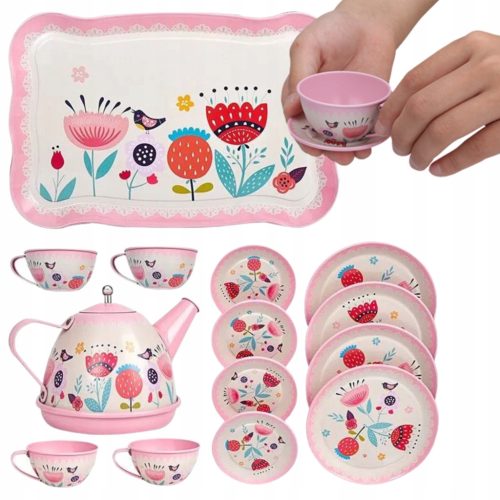  Teeservice, Blumen, Tablett, Teller, Tasse, Küchenset