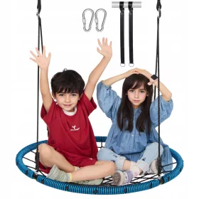    Kinderschaukel für draußen, rund, 1016 x 45 mm, 340 kg, Blau und Schwarz