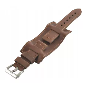    LEDER-UHRENARMBAND MIT BRAUNER UNTERLEGSCHEIBE 0112.03.20 20 mm