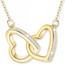    Glänzende Goldkette Zwei Herzen 925 Doppelherz Liebe VERGOLDET 585
