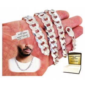    HERREN-SILBERKETTE 925, BREITE RÜSTUNG, 13 mm, VOLLSTÄNDIG + GRAVUR