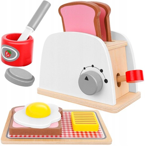  Toaster-Set aus Holz + Zubehör mit Zubehör als Geschenk für Kinder