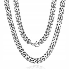    Kubanische Herrenkette, Chirurgenstahl, 60 cm, 8 mm, + gratis