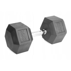    Feste Hanteln 1x25kg, gummiertes Gusseisen, 25kg HEX, für das Training SOLID