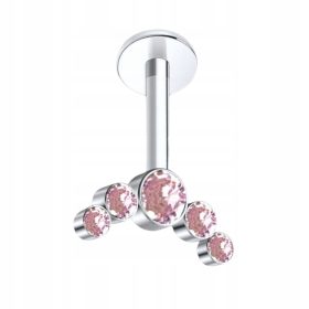    PIERCING Cluster-Ohrring mit rosa Zirkonen Vertical Helix TYTAN 1,2/6