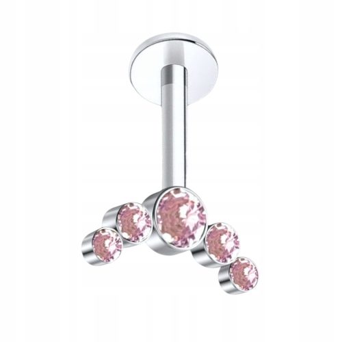  PIERCING Cluster-Ohrring mit rosa Zirkonen Vertical Helix TYTAN 1,2/6