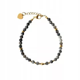  Armband Naturstein Labradorit, schwarzer Chirurgenstahl