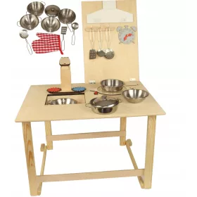    Holzküche für Kinder, LED-Leuchten, Brenner, Ausstattung PROMO PL!