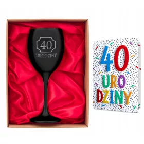    WEINGLAS UND GRUßKARTEN-SET ZUM 40. GEBURTSTAG GESCHENK DER FRAU