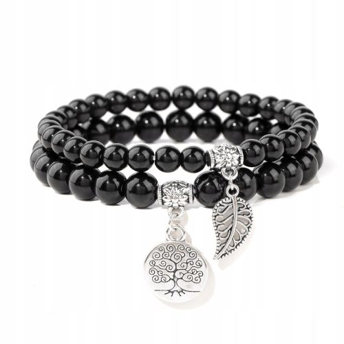  DAMEN-PERLEN-ARMBAND-SET 2in1 LEBENSBAUM BLATTSTEINE