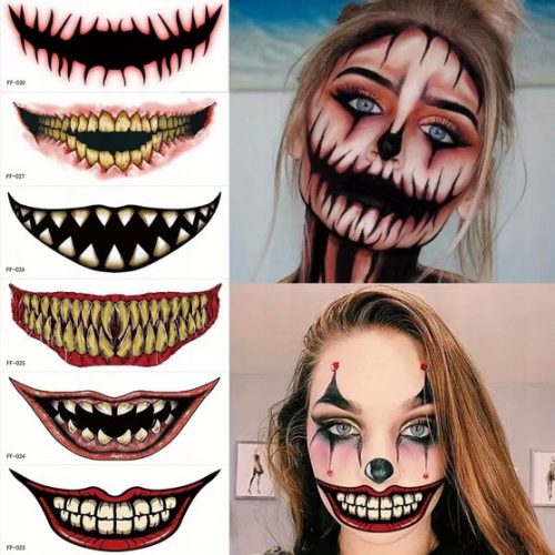  Body Makeup Halloween Tattoo Aufkleber CLOWN Terrifier 10er Pack