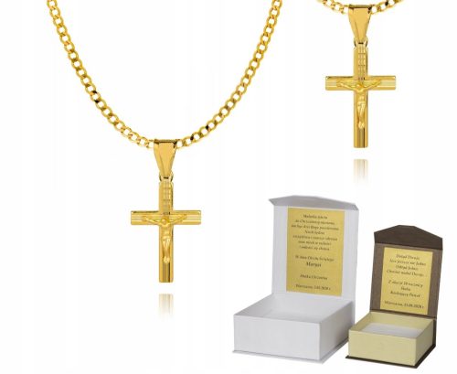  Goldkette, vergoldetes Silberkreuz, 50 cm Widmung P4K18