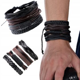  HERREN-LEDERARMBAND, verstellbares 4-in-1-Armband