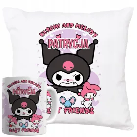    KUROMI ONEGAI MY MELODY BECHER- UND KISSENSET MIT NAMEN GESCHENK