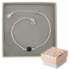    SILBERARMBAND, ABENDESSEN UND NATURSTEIN, SCHWARZER TURMALIN, SILBER 925