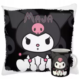    KUROMI-BECHER + ONEGAI MY MELODY PILLOW-Set in verschiedenen Designs + NAMENSGESCHENK