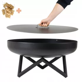    Feuerstelle mit Deckel Deep Black Bowl 80 cm + Wurststäbchen 5 Stk
