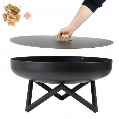  Feuerstelle mit Deckel Deep Black Bowl 80 cm + Wurststäbchen 5 Stk