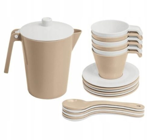  BEIGE KINDER-KAFFEEUTENSILIEN-SET 19 EL WADER