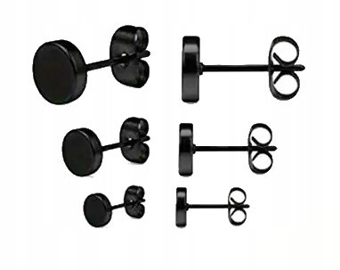  SCHWARZE CREOLEN 3 Paar PASTILLEN 3,4,5 mm CHIRURGENSTAHL