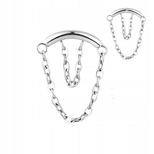 PIERCING Silberner Labret-Ohrring mit Lobe Flat Helix-Ketten aus TITAN 1,2/12