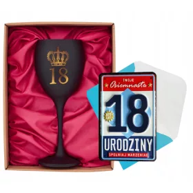    Weinglas und Karte zum 18. Geburtstag als Geschenk für Frauenwünsche