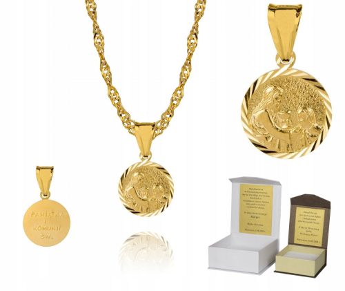  Goldkette, Silber, Erstkommunionsmedaille, 45 cm, Widmung S3M30