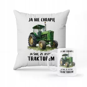    KISSEN + BECHER-SET Geschenk Ich schnarche nicht, ich träume davon, dass ich ein Traktor bin