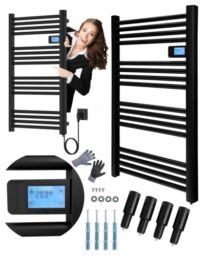 ELECTRIC LADDER Badheizkörper 500W LCD 96 cm x 54 cm schwarz LUX