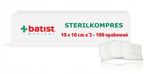 Sterile Gaze-Kompressen 10 cm x 10 cm, 3 Stück pro Packung, 100 Blister