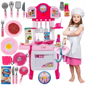    KINDERKÜCHE Wasserhahn FLIEßT Wasser, Kochgeräusche, HERD, TÖPFE, ESSEN