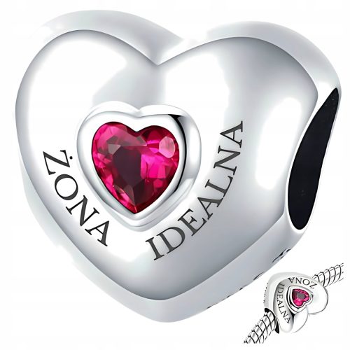  CHARMS HERZ Zirkonia Love PERFECT WIFE Sterlingsilber 925 BEADS Charm-Anhänger