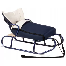    Traditioneller Metallschlitten JEE Classic + Rückenlehne + Schlafsack