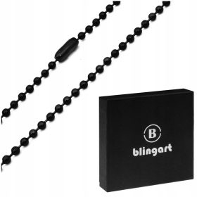  Schwarze Kugelkette aus Stahl mit Verschluss, 60 cm