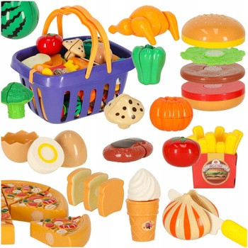  Gemüse zum Schneiden mit Klettverschluss im Korb Set Kitchen Shop für Kinder 26-tlg