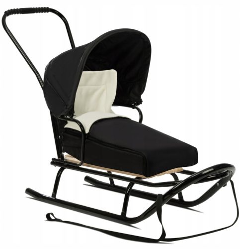  Polnischer Kinderschlitten YUKI mit Verdeck, Rückenlehne, Schieber und Schlafsack + Gurt