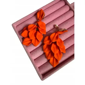  Lange Ohrclips aus Acryl, orange, hell, c40