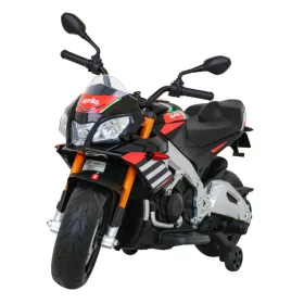    APRILIA TUONO V4 BATTERIEMOTORRAD FÜR KINDER, SCHWARZ + MP3-PANEL + RÄDER