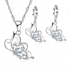  DAMEN-SET VERSILBERTE KRISTALLE SCHMETTERLING P 2258