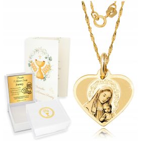  333er Goldkette, Tauf-Kommunion-Medaillon, Gravur