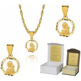    Goldkette, vergoldetes Silber, Medaillon Unserer Lieben Frau 45 cm Widmung S3M25